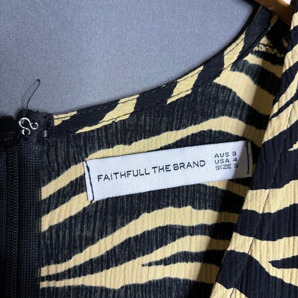 Faithfull the Brand Ilia Dress Pale Yellow Amaia Zebra Size 4 - Picture 6 of 6